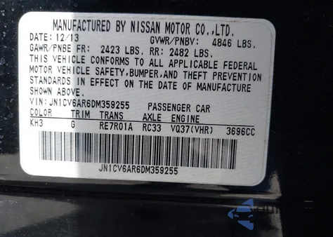 2013 Infiniti G37X from USA, damaged, VIN JN1CV6AR6DM359255